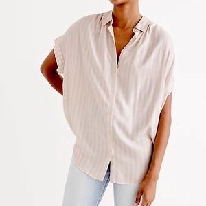 Madewell central shirt in pink and white stripes